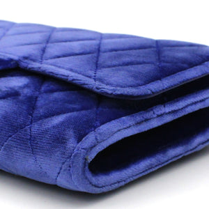 Velvet Quilted Wallet on Removable Chain Navy