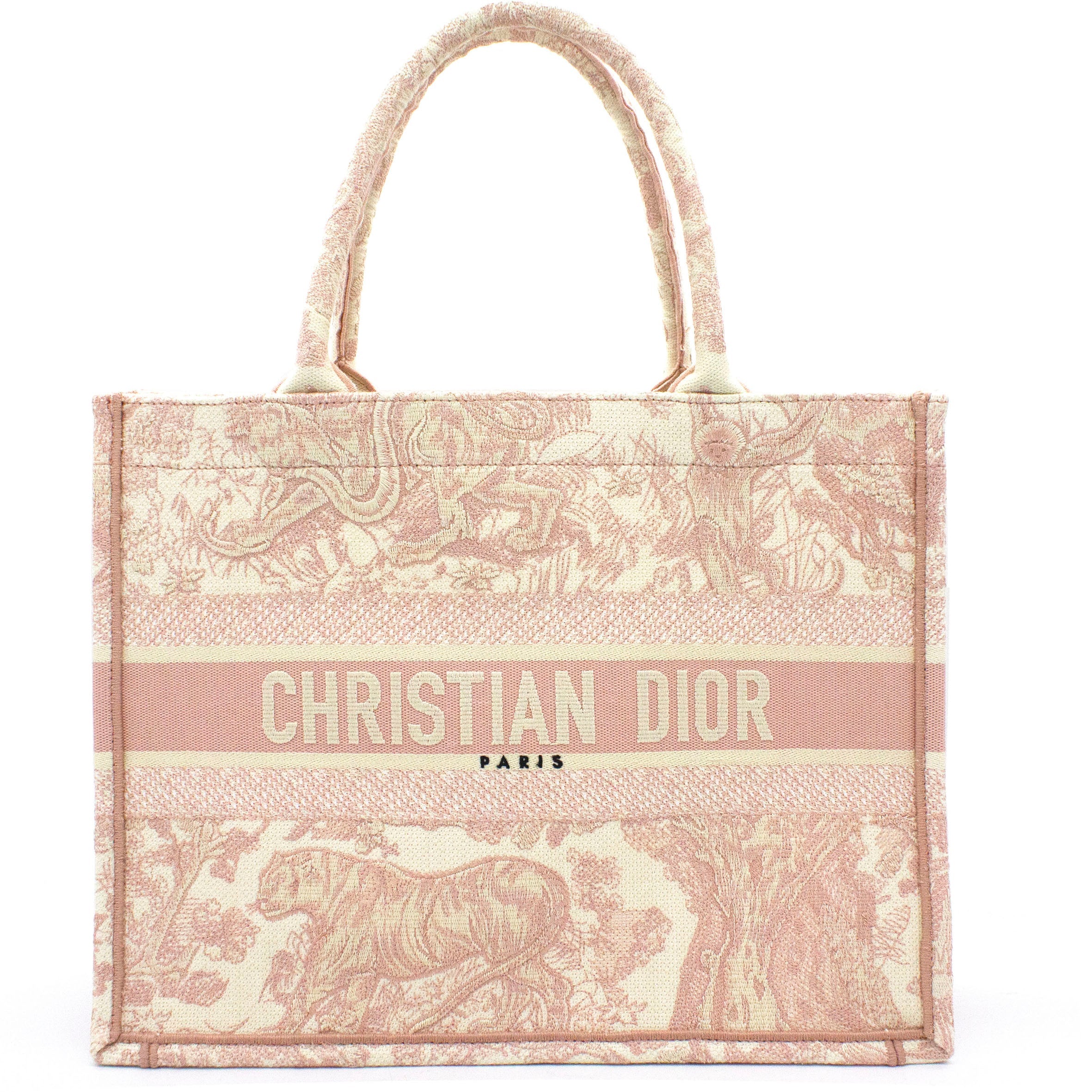 Pink Toile de Jouy Embroidery Booktote Small