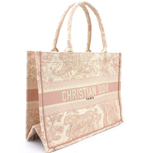 Pink Toile de Jouy Embroidery Booktote Small