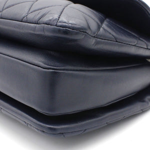 Navy Blue Quilted Leather Small Trendy CC Flap Shoulder Bag
