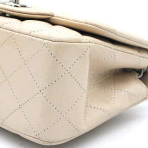 Beige Caviar Quilted Mini Square Flap Bag