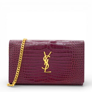 Burgundy Croc Embossed Leather Kate Woc