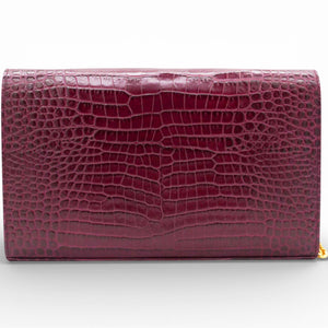 Burgundy Croc Embossed Leather Kate Woc