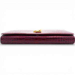 Burgundy Croc Embossed Leather Kate Woc