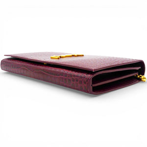 Burgundy Croc Embossed Leather Kate Woc