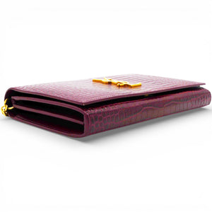 Burgundy Croc Embossed Leather Kate Woc