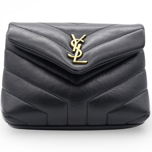 Noir Quilted Leather Loulou Shoulder Bag