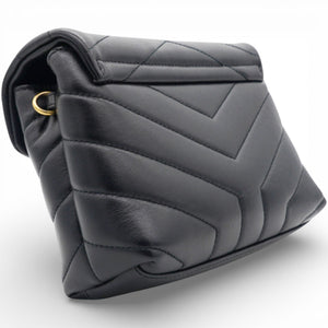 Noir Quilted Leather Loulou Shoulder Bag