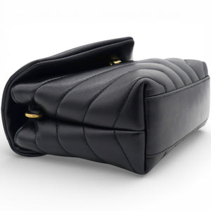 Noir Quilted Leather Loulou Shoulder Bag