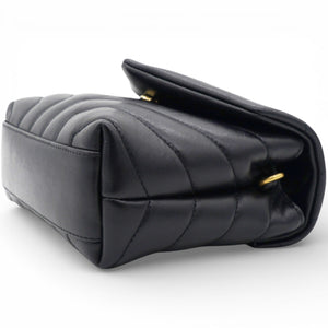 Noir Quilted Leather Loulou Shoulder Bag