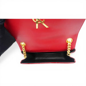 Lambskin Matelasse Monogram Vicky Chain Bag Rouge Eros