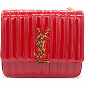 Lambskin Matelasse Monogram Vicky Chain Bag Rouge Eros