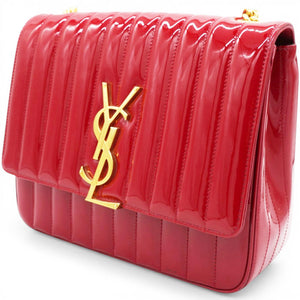 Lambskin Matelasse Monogram Vicky Chain Bag Rouge Eros