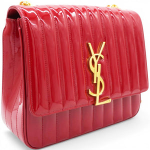 Lambskin Matelasse Monogram Vicky Chain Bag Rouge Eros