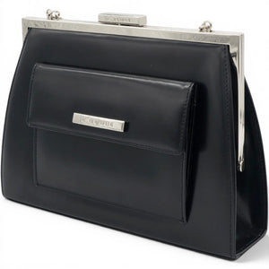 Vintage Black Leather Frame Bag