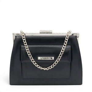 Vintage Black Leather Frame Bag