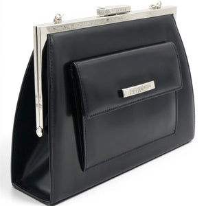 Vintage Black Leather Frame Bag