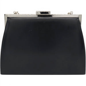 Vintage Black Leather Frame Bag