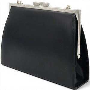 Vintage Black Leather Frame Bag