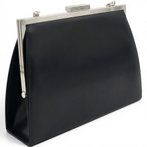 Vintage Black Leather Frame Bag