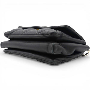 Black Quilted Leather Vara Bow Shoulder Bag