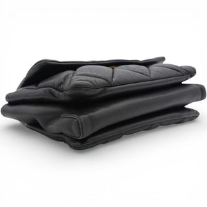 Black Quilted Leather Vara Bow Shoulder Bag