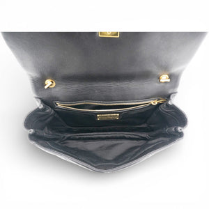 Black Quilted Leather Vara Bow Shoulder Bag