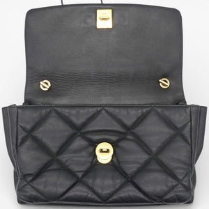Black Quilted Leather Vara Bow Shoulder Bag
