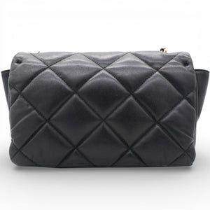 Black Quilted Leather Vara Bow Shoulder Bag