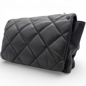 Black Quilted Leather Vara Bow Shoulder Bag