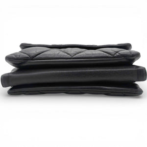 Black Quilted Leather Vara Bow Shoulder Bag