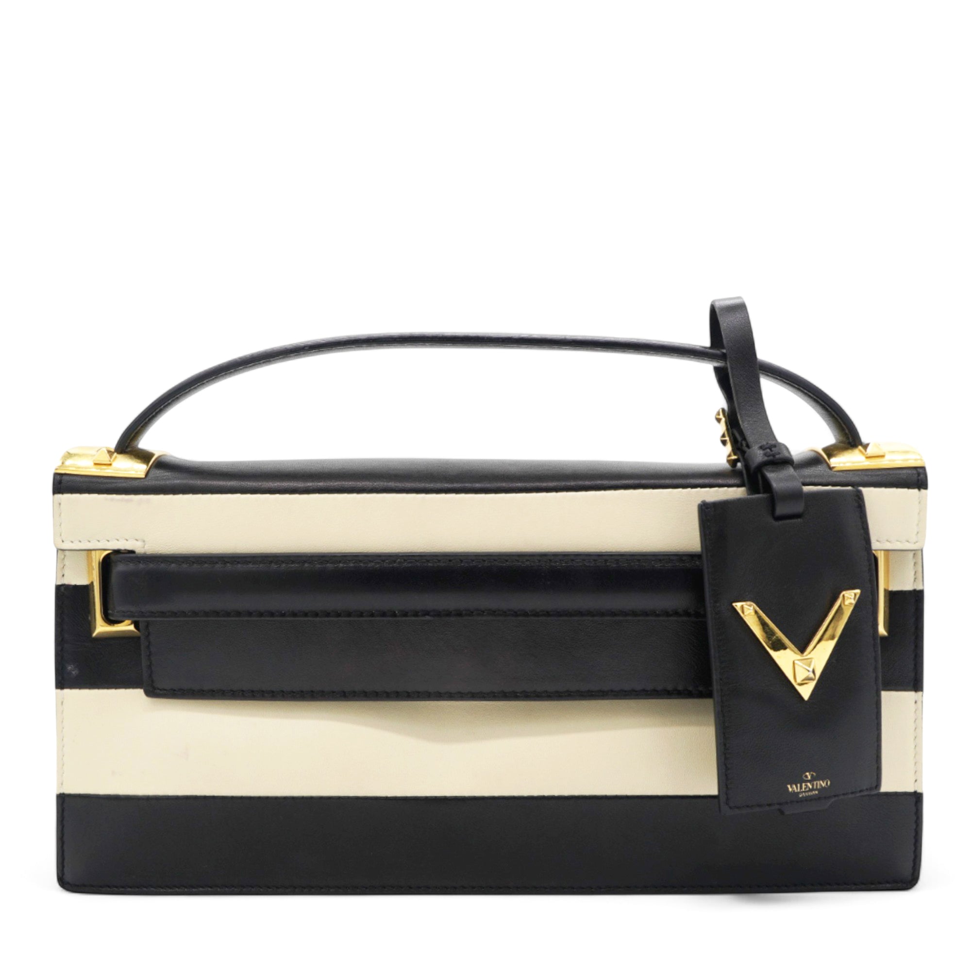 Leather Two-Tone Black And Beige Bag