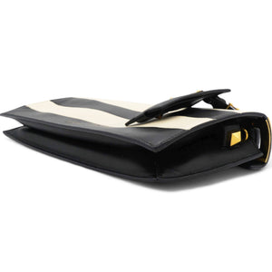Leather Two-Tone Black And Beige Bag