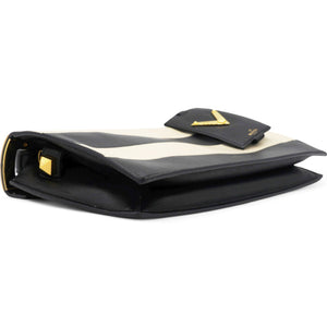 Leather Two-Tone Black And Beige Bag