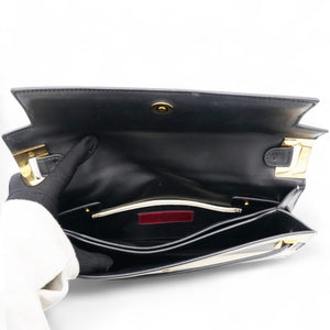 Leather Two-Tone Black And Beige Bag