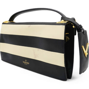 Leather Two-Tone Black And Beige Bag