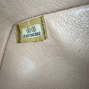Beige Quilted Caviar Leather Classic Double Flap Bag