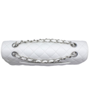 White Quilted Caviar Leather Classic Double Flap Bag