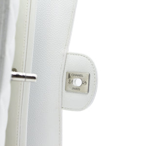 White Quilted Caviar Leather Classic Double Flap Bag