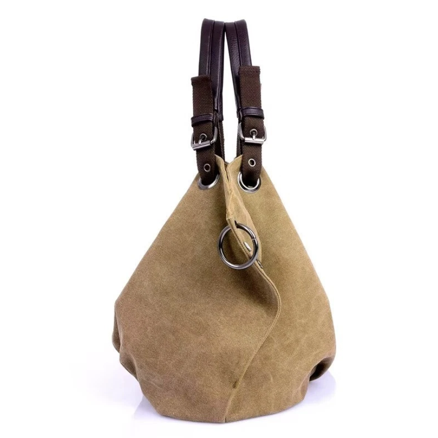 Women Canvas Messenger Beige Bag
