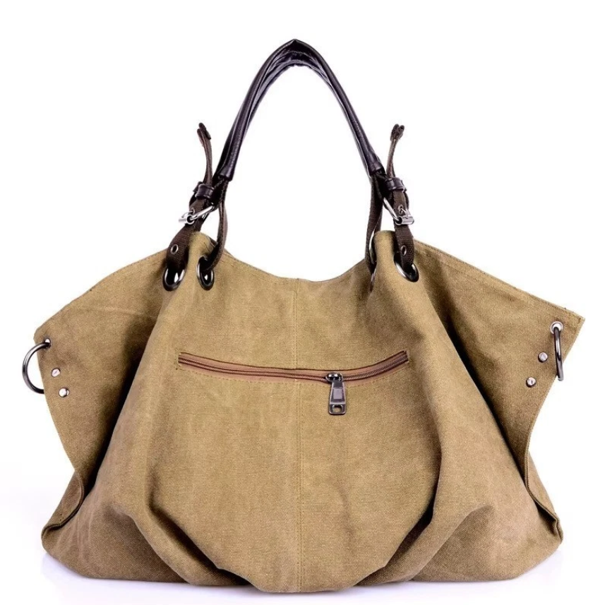 Women Canvas Messenger Beige Bag