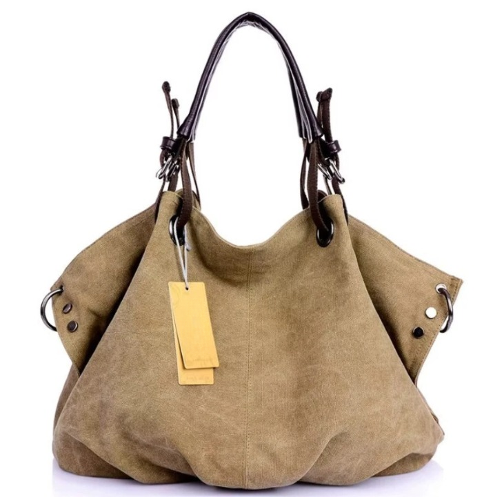 Women Canvas Messenger Beige Bag