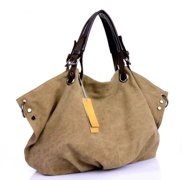 Women Canvas Messenger Beige Bag