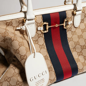 Gucci GG Borsetto Large Boston Bag Beige - sand and brown GG canvas