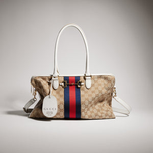 Gucci GG Borsetto Large Boston Bag Beige - sand and brown GG canvas