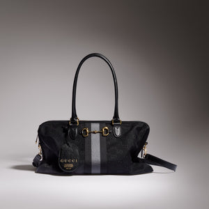 Gucci GG Borsetto Large Boston Bag - grey and black GG canvas