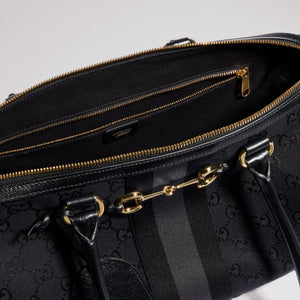 Gucci GG Borsetto Large Boston Bag - grey and black GG canvas
