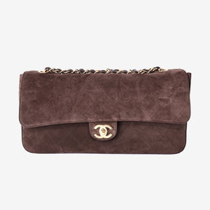 Chanel 26A Matthieu Blazy Maxi Flap Bag in Dark Brown Suede Calfskin Leather with Gold Hardware