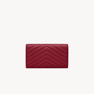 YSL Cassandre Large Flap Wallet In Lambskin - DEEPLY RED