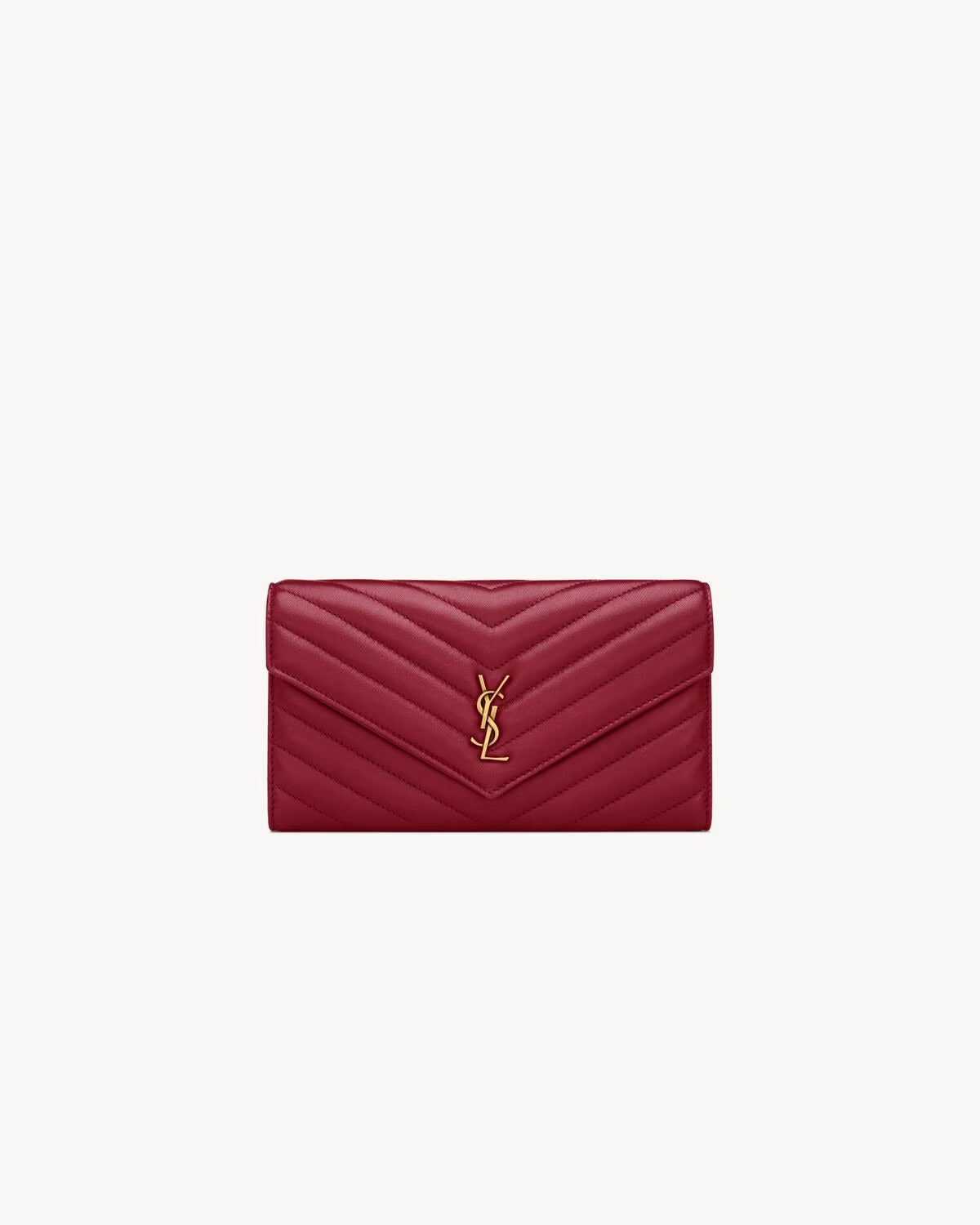 YSL Cassandre Large Flap Wallet In Lambskin - DEEPLY RED